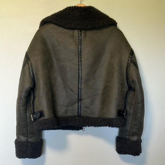 Zara Bloggers Favorite Dark Green Faux Shearling Jacket - Picture 6 of 6